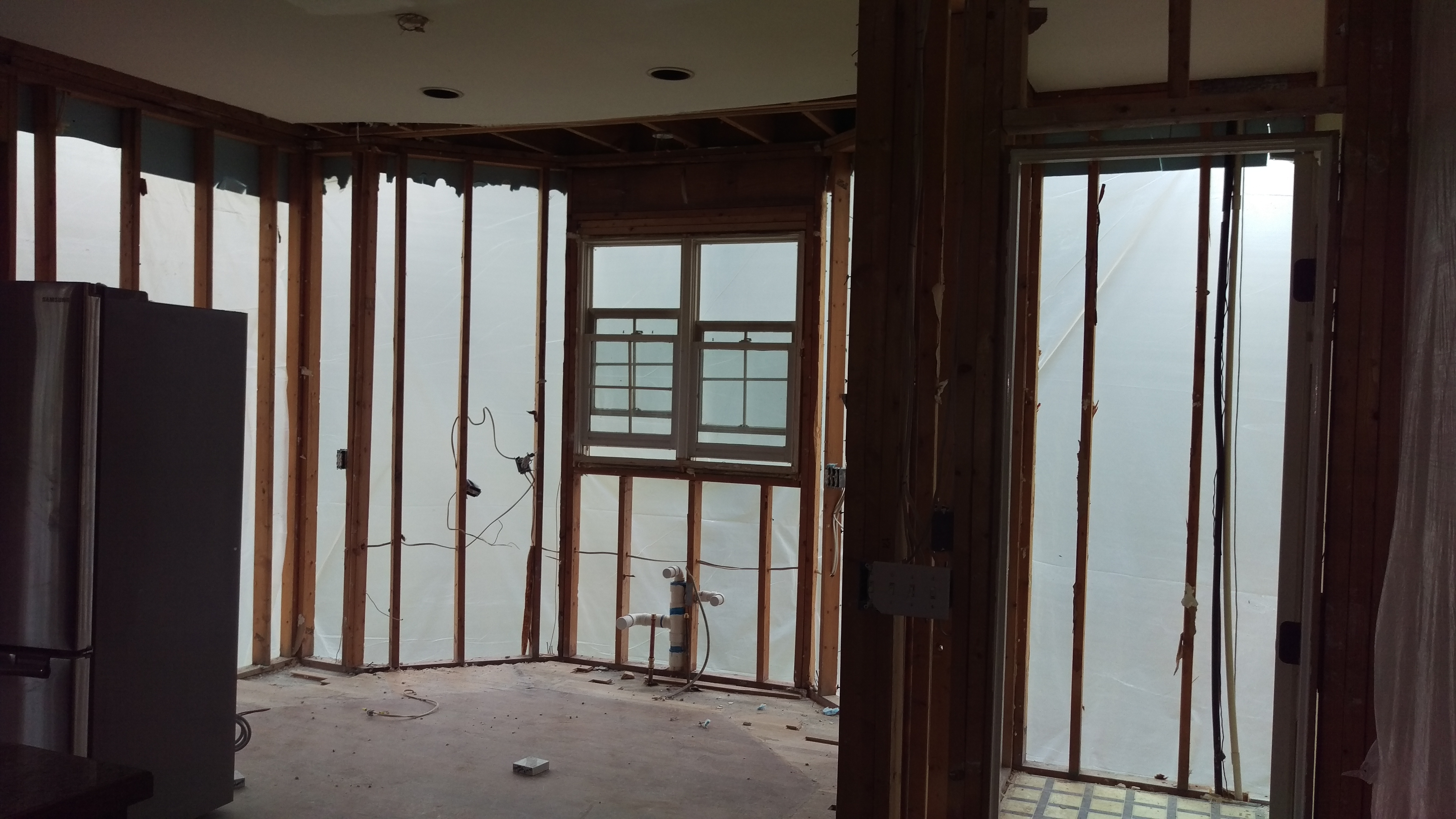 Interior demolished to studs for remodel